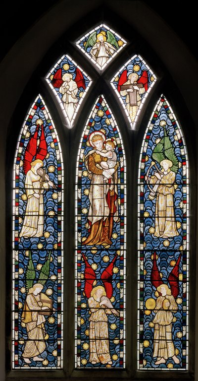 Tilehurst, St Michael, Madonna und Kind, Musikalische Engel von Edward and Morris Burne Jones